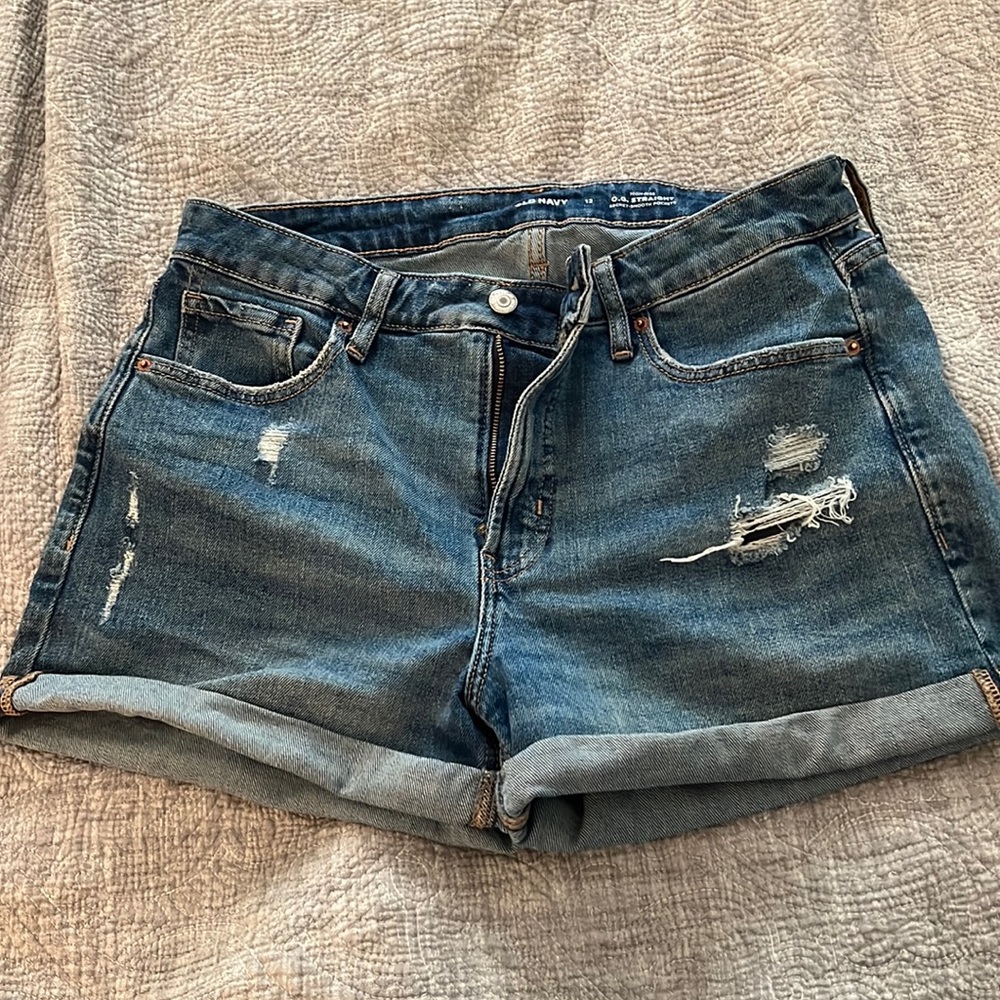 Old navy OG straight high waisted denim shorts distressed